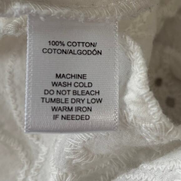 Ann Taylor Loft White Eyelet Blouse Size 6 Petite - Picture 6 of 8